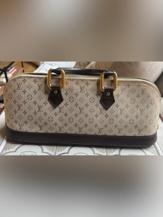 Louis Vuitton Handbags - Louis Vuitton Beige Monogram Canvas and Brown Leather Satchel